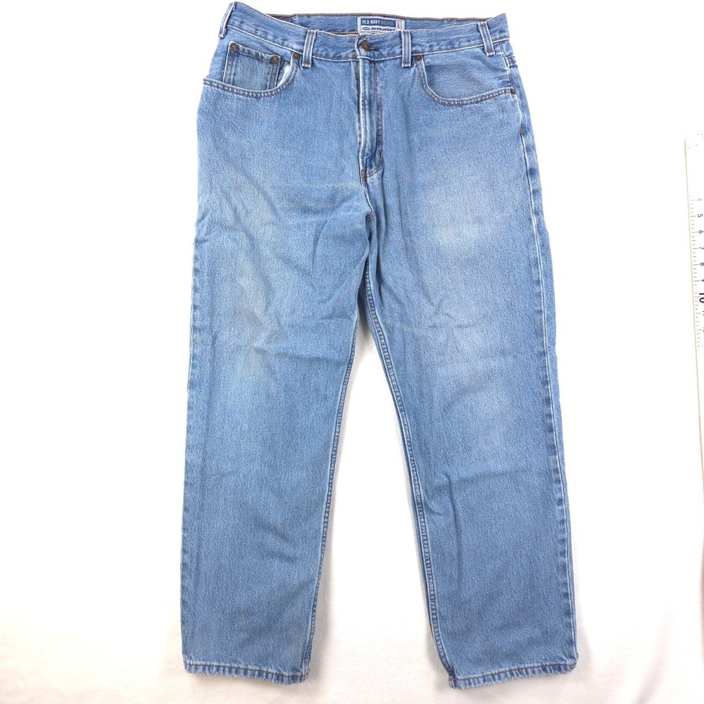 VINTAGE Old Navy Jeans Mens 36x30 Blue Light Wash Denim Straight Leg 90s Y2K